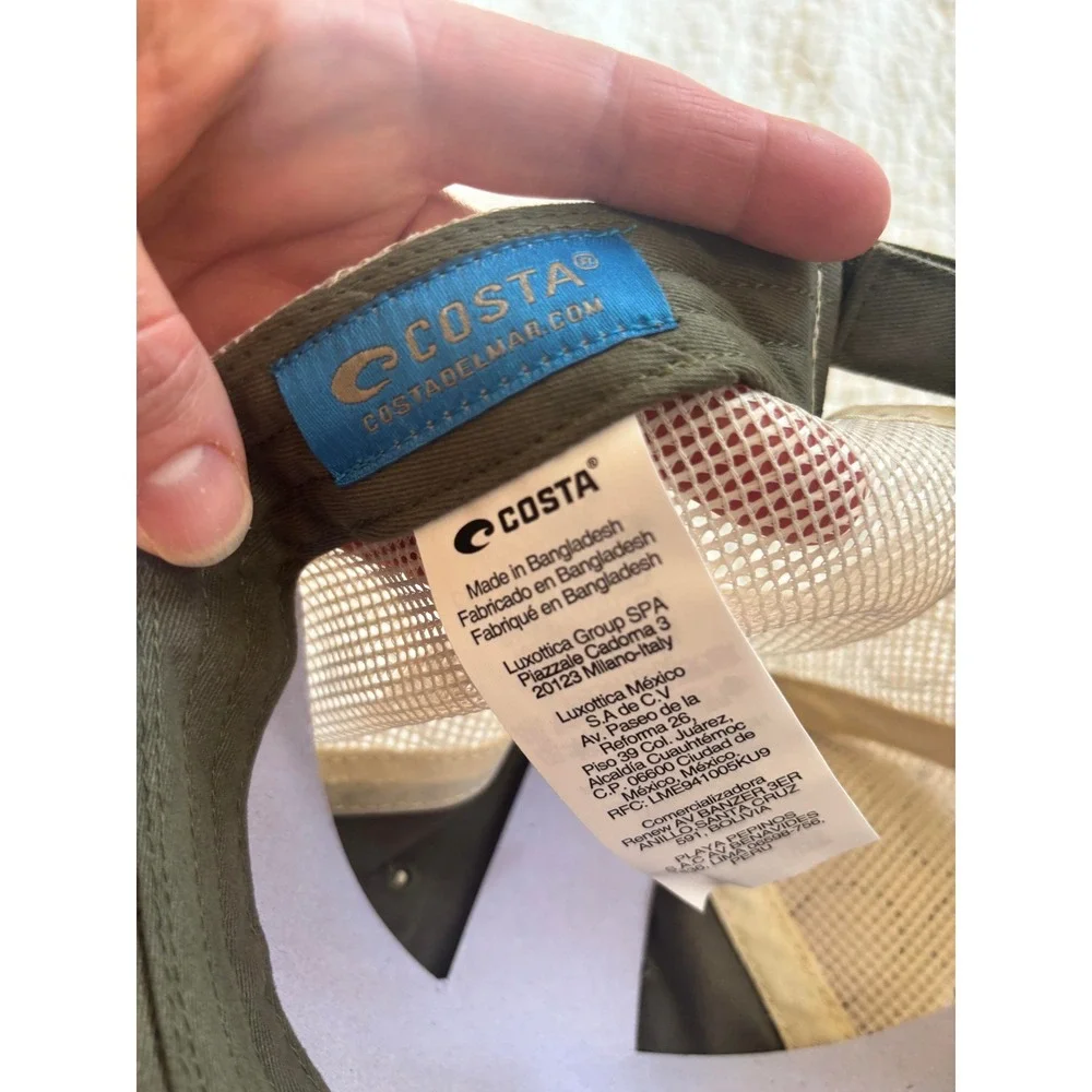 Costa Del Mar Mens Trucker Hat Olive Green Mesh Back Adjustable Fishing Cap